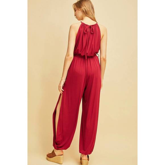 NEW ENTRO day to night jumpsuit in cranberry - Picture 3 of 6